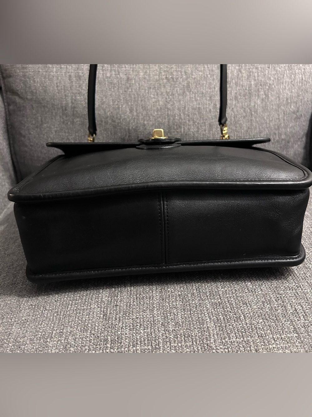 Coach Vintage Willis Black Leather Satchel with Brass Hardware, Hang tag & Strap - Picture 9 of 12